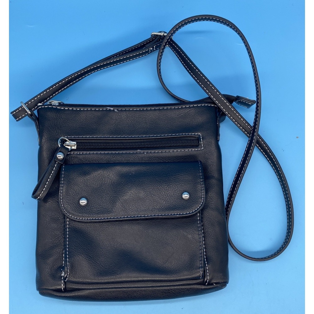 Kate & Alex Cuffaro Black Faux Leather Crossbody Bag Italian Design Purse